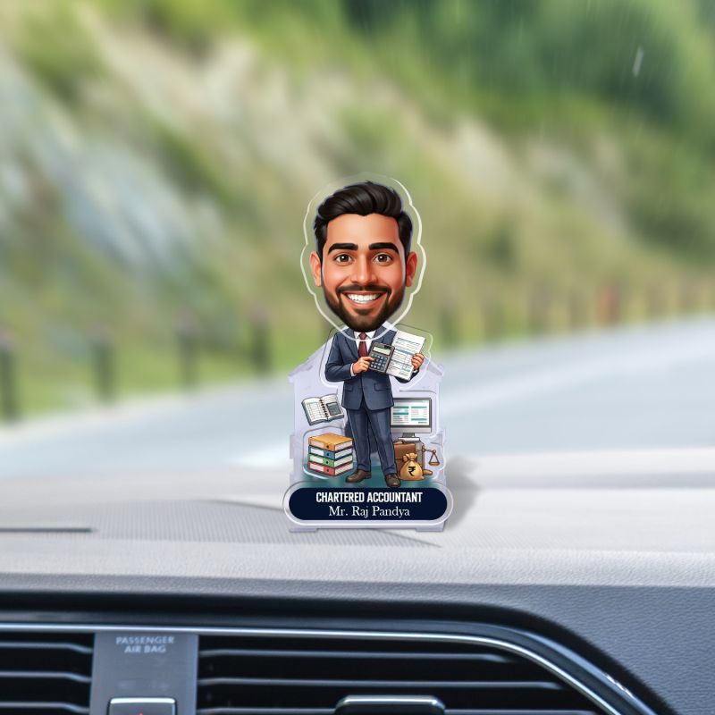 Customized Chartered Accountant (CA) Bobblehead Caricature Standee Desk Decor for CA, Accountants & Finance Professionals Gifts for CA Aspirant & Company CA Battery Powered Moving Head